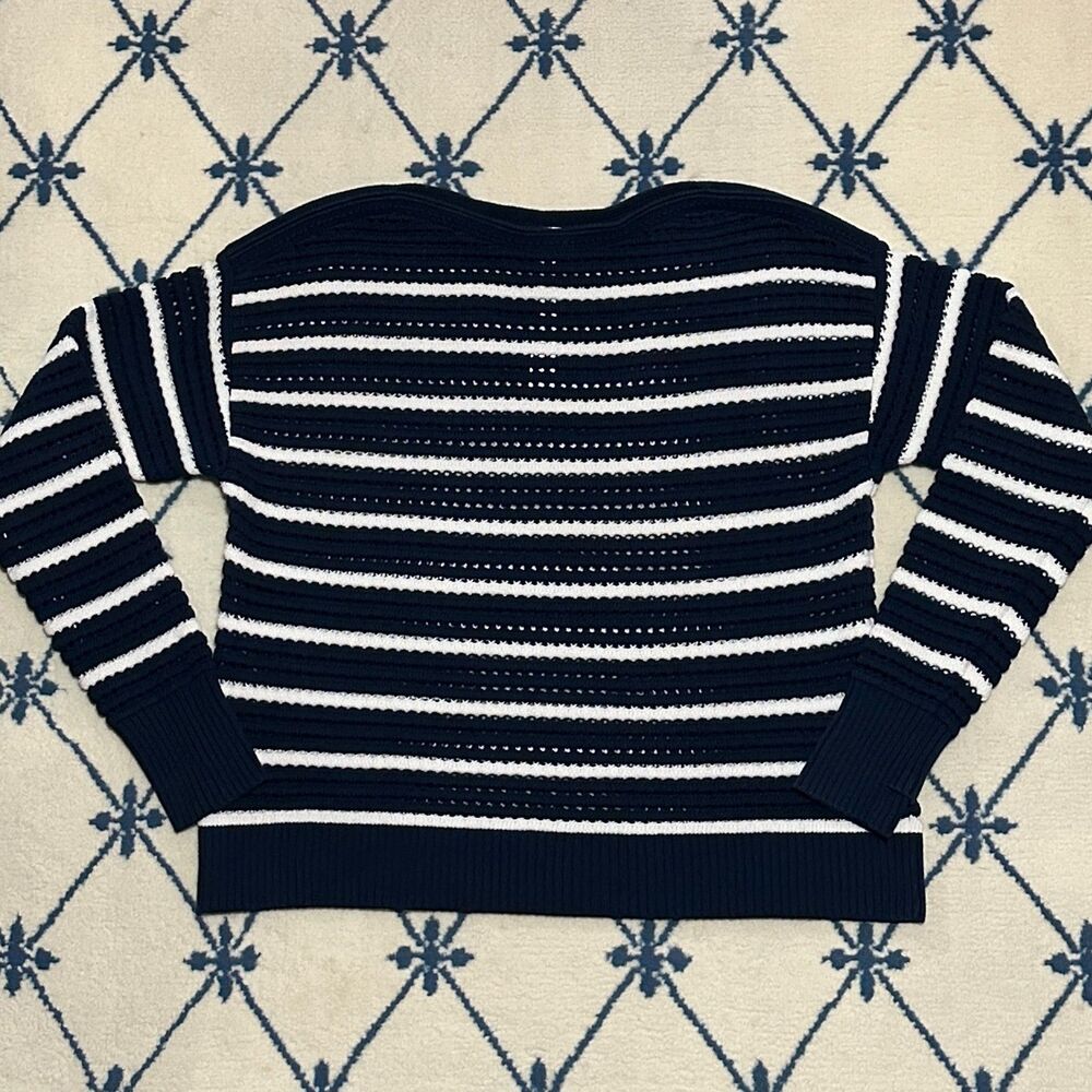 Lululemon Cotton Pointelle Crochet Pullover Sweater - Club Blue/Light Ivory
